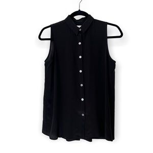 Amour Vert Black Button Down Silk Tank XS Like New